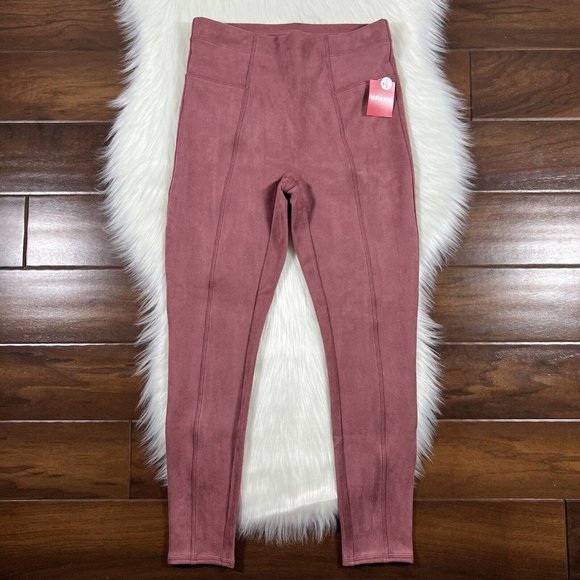 Spanx Size Small Petite Rich Rose Faux Suede Leggings Pants - Picture 1 of 10
